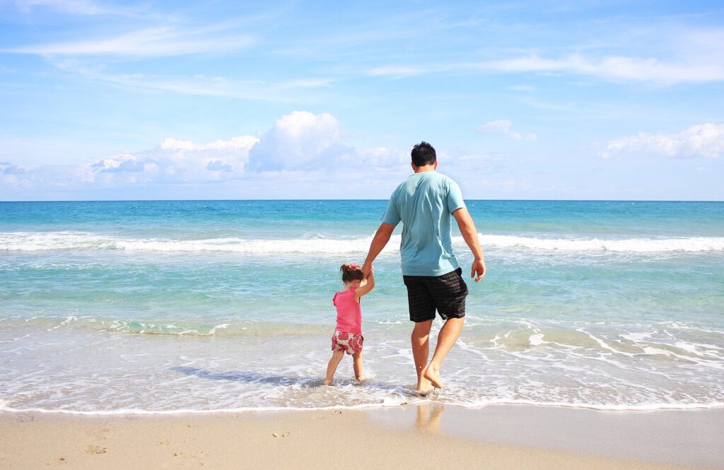 a family together at the beach